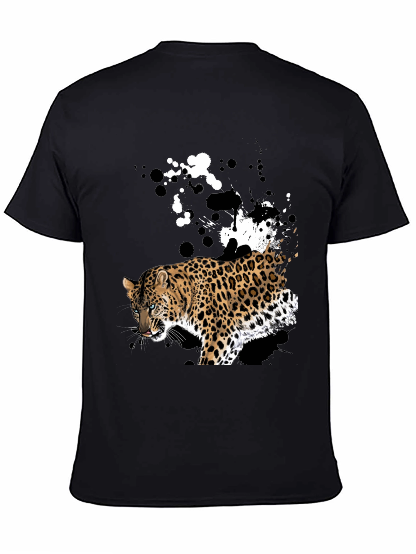 Leopard Splash Graphic T-Shirt - Black