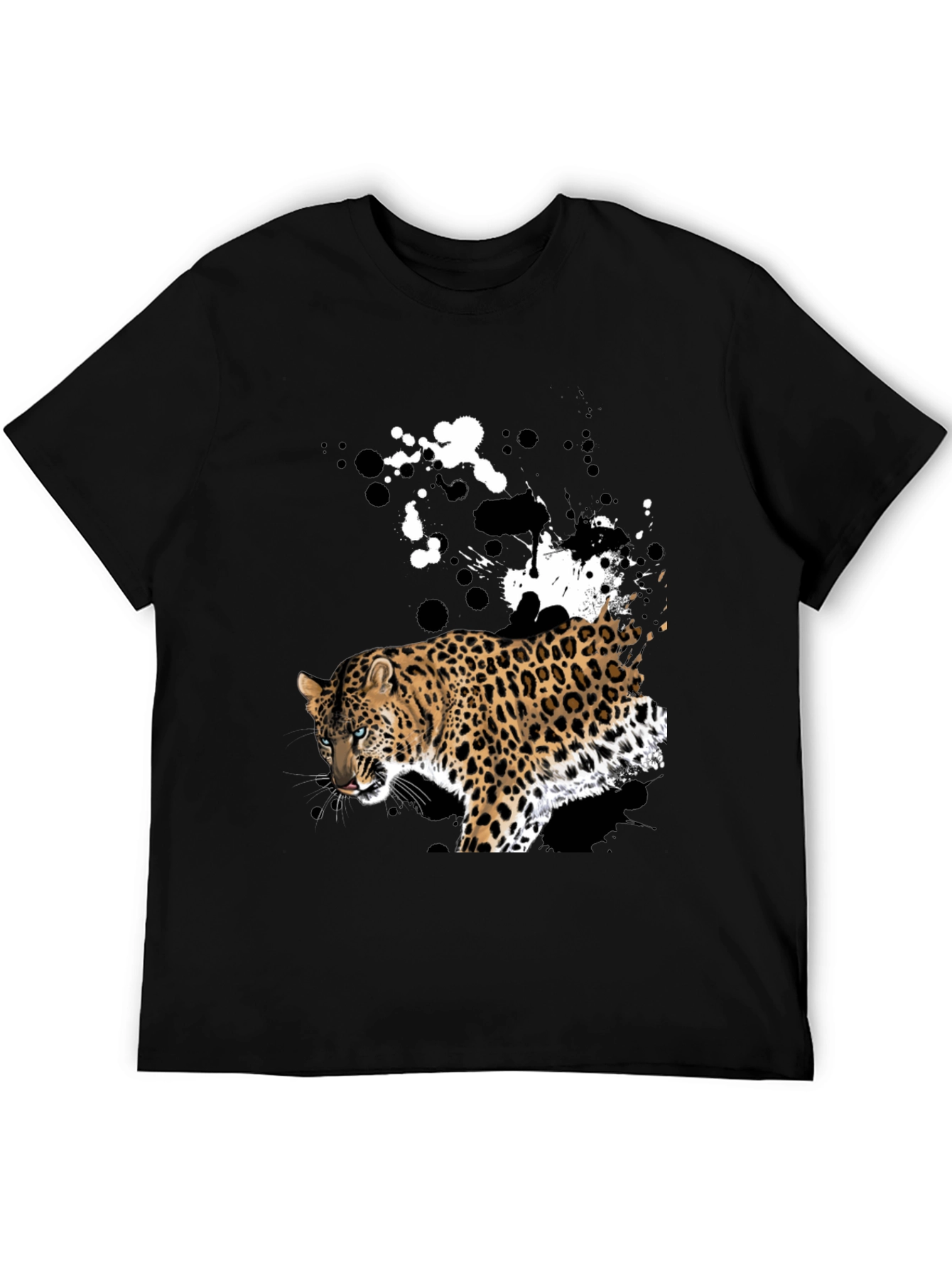 Leopard Splash Graphic T-Shirt - Black
