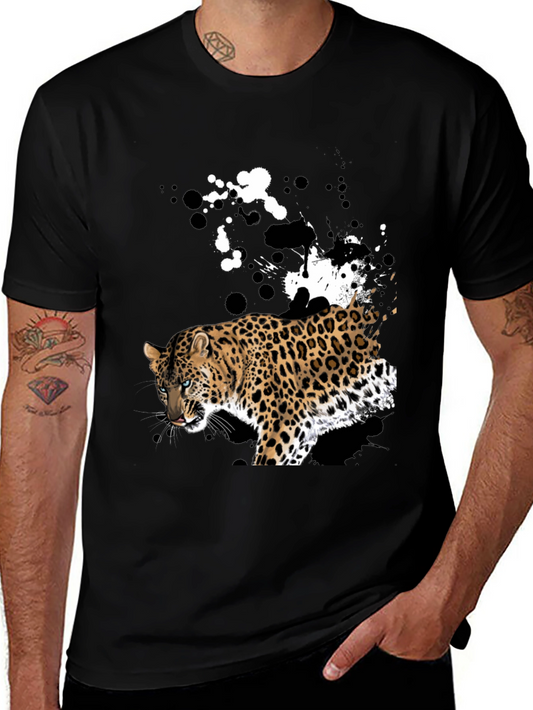 Leopard Splash Graphic T-Shirt - Black