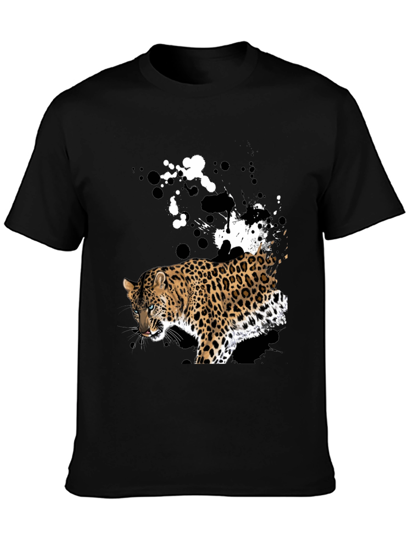 Leopard Splash Graphic T-Shirt - Black