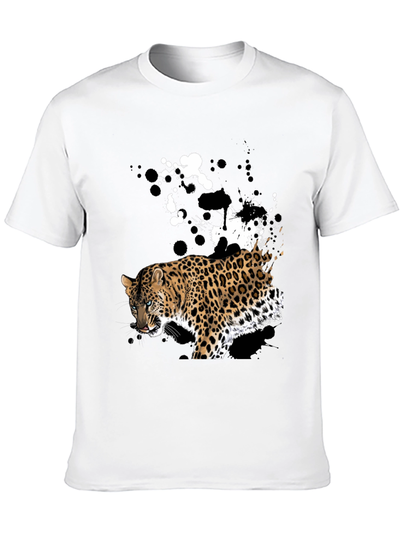 Leopard Splash Graphic T-Shirt - Black