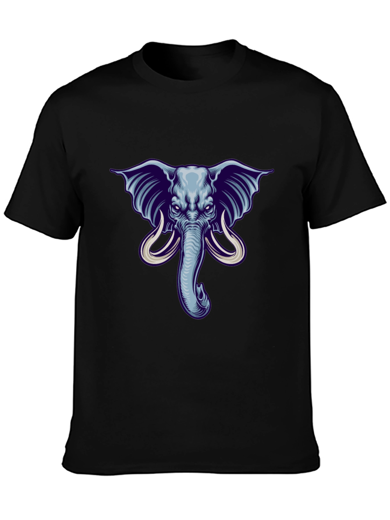 Elephant Graphic Print Mens Black T-Shirt