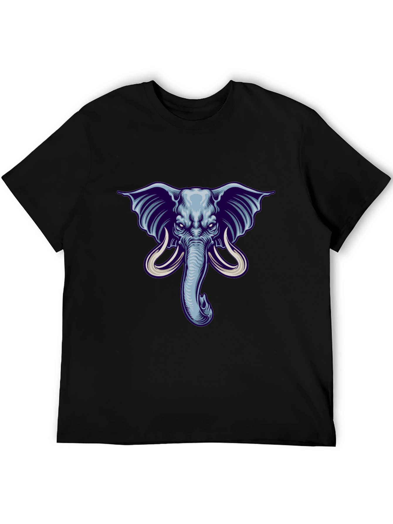 Elephant Graphic Print Mens Black T-Shirt