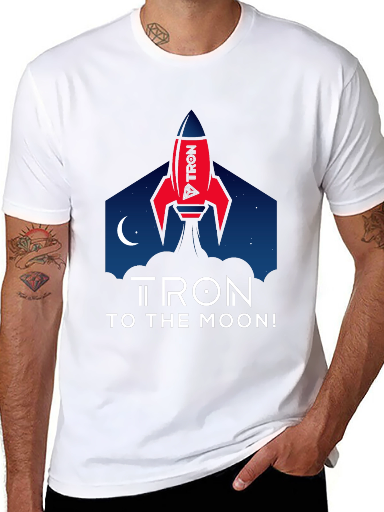Tron to the Moon Black T-Shirt