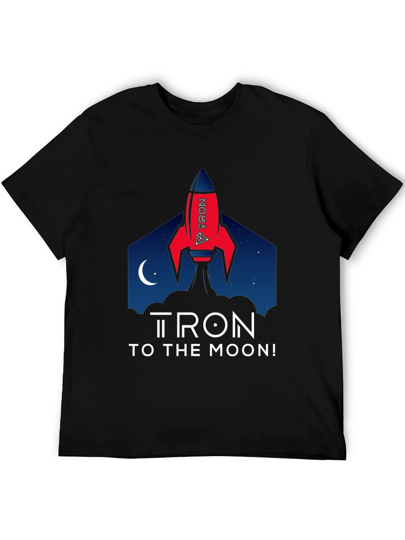 Tron to the Moon Black T-Shirt