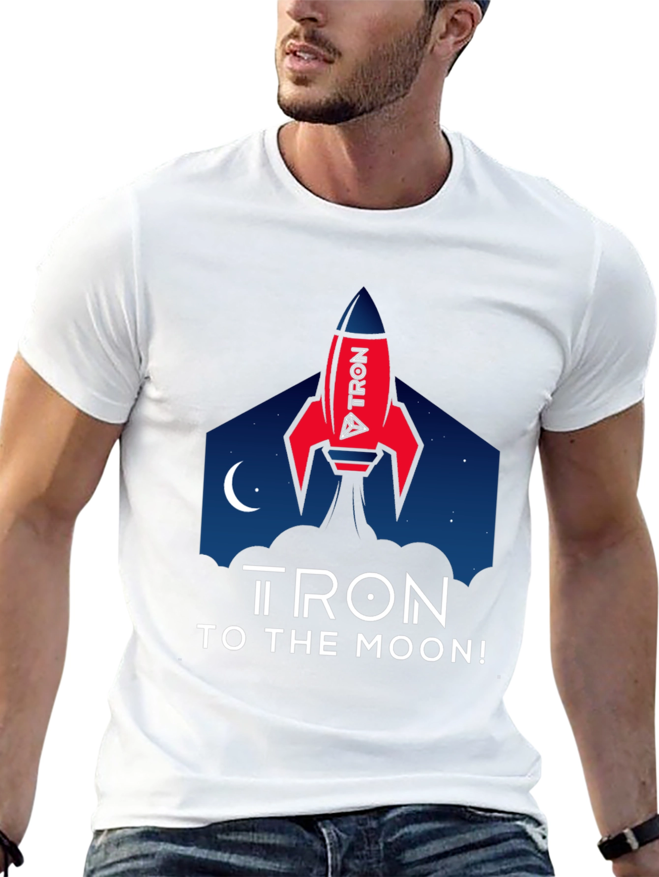 Tron to the Moon Black T-Shirt