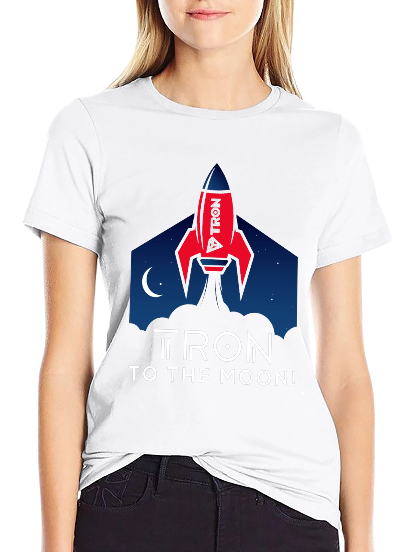Tron to the Moon Black T-Shirt