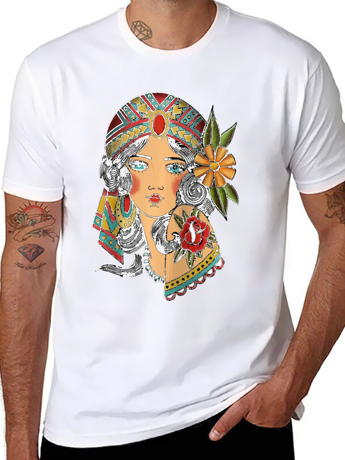 Gypsy Girl Graphic Print Black T-Shirt