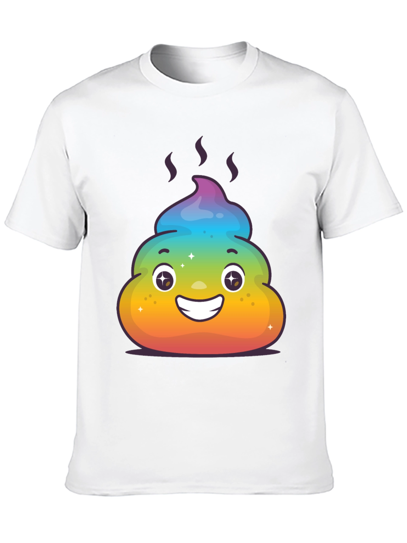 Rainbow Poop Emoji Graphic Tee - Black T-Shirt