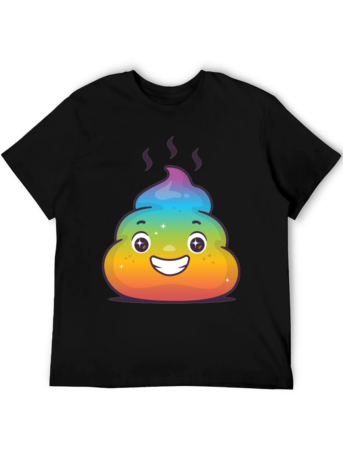 Rainbow Poop Emoji Graphic Tee - Black T-Shirt
