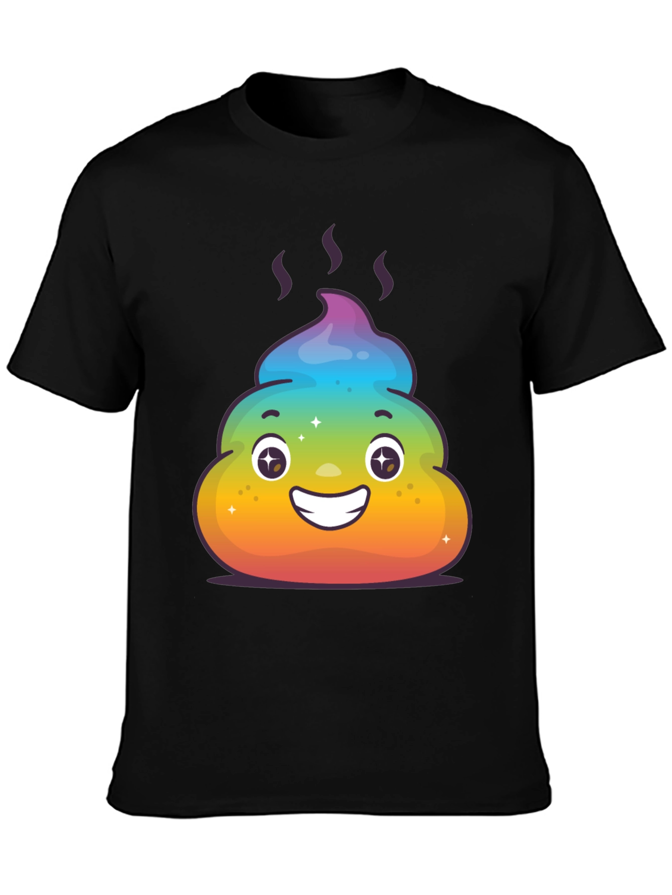Rainbow Poop Emoji Graphic Tee - Black T-Shirt