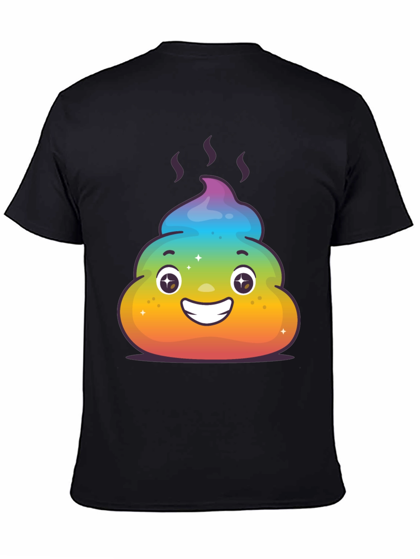 Rainbow Poop Emoji Graphic Tee - Black T-Shirt