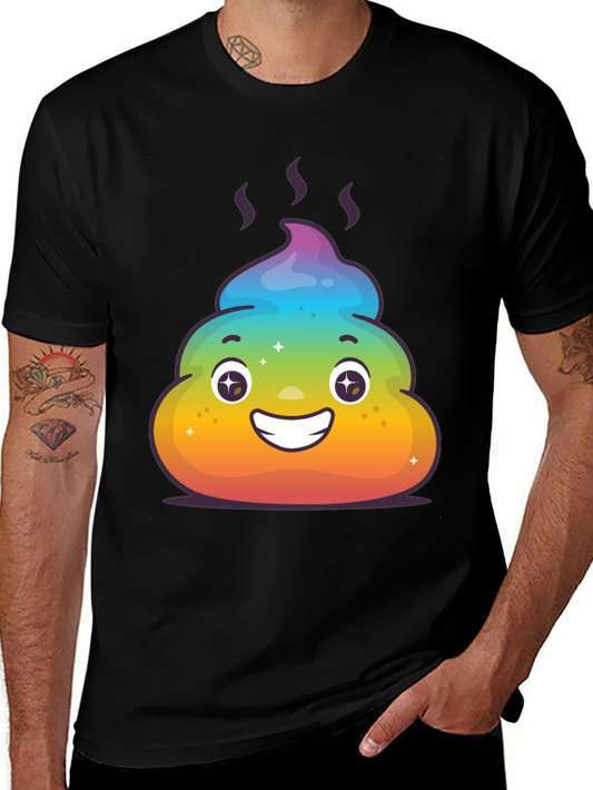 Rainbow Poop Emoji Graphic Tee - Black T-Shirt