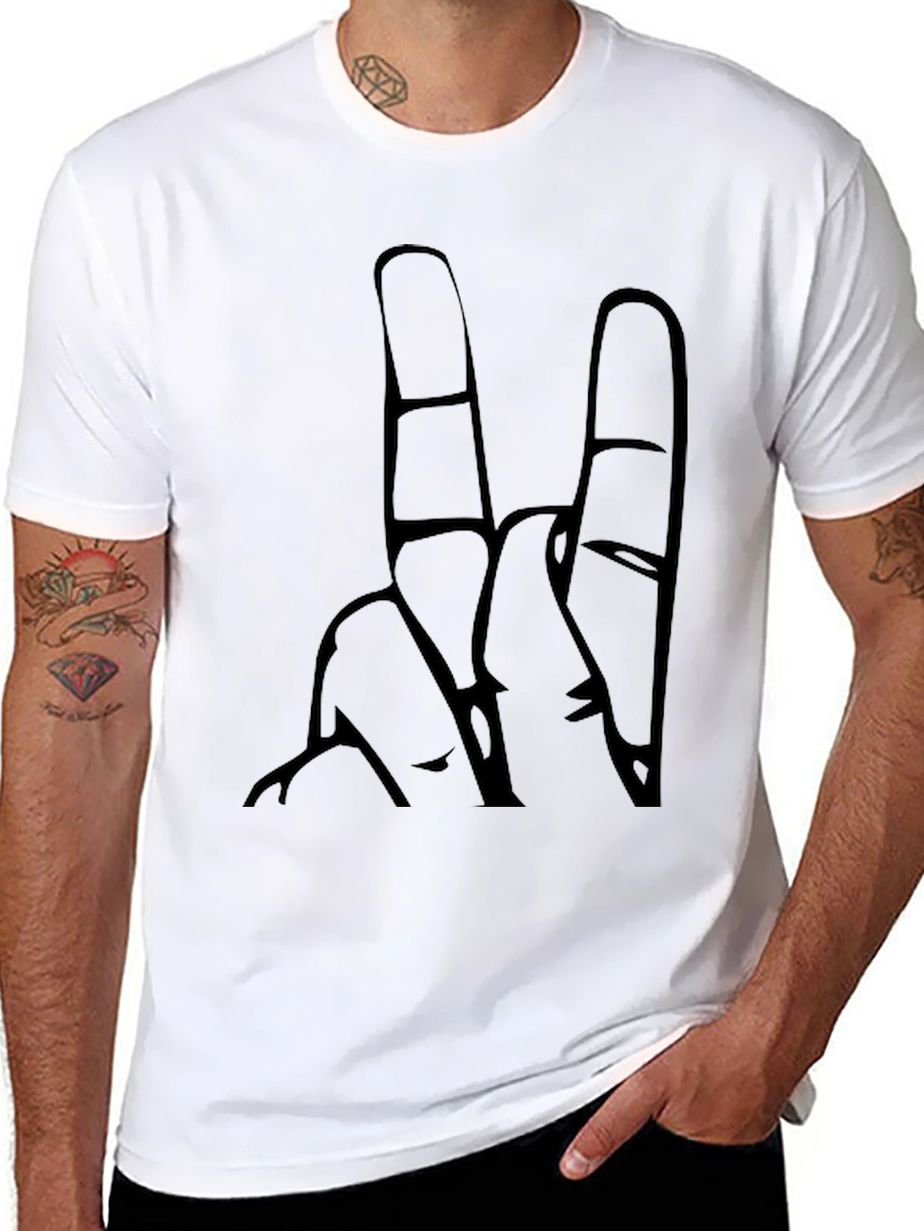 Cool Black T-Shirt with Hand Sign Graphic