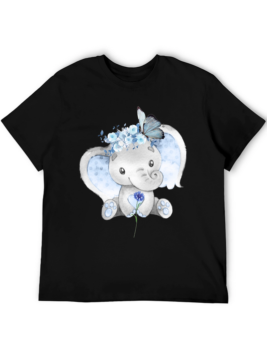 Elephant & Butterfly Graphic Tee - Black