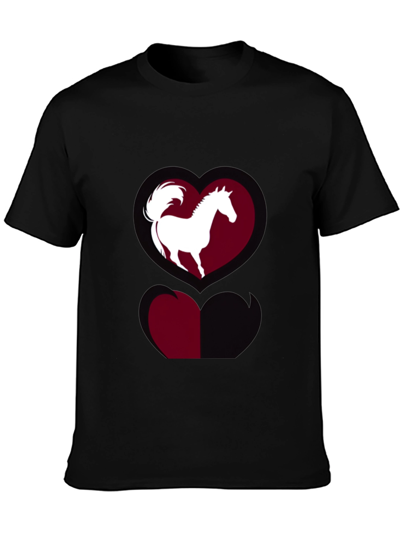 Horse Heart Graphic Tee - Stylish Black T-Shirt