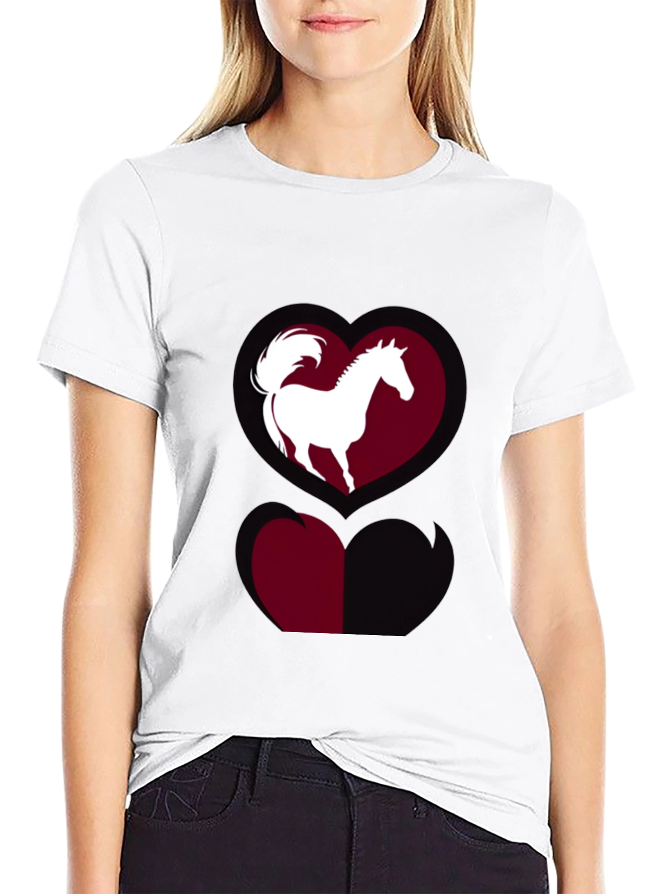 Horse Heart Graphic Tee - Stylish Black T-Shirt