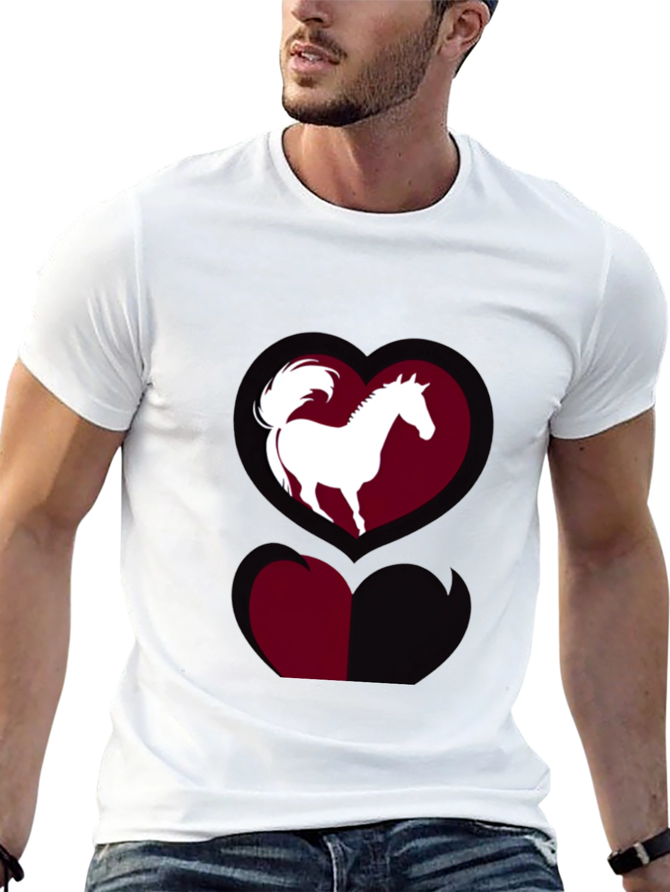 Horse Heart Graphic Tee - Stylish Black T-Shirt