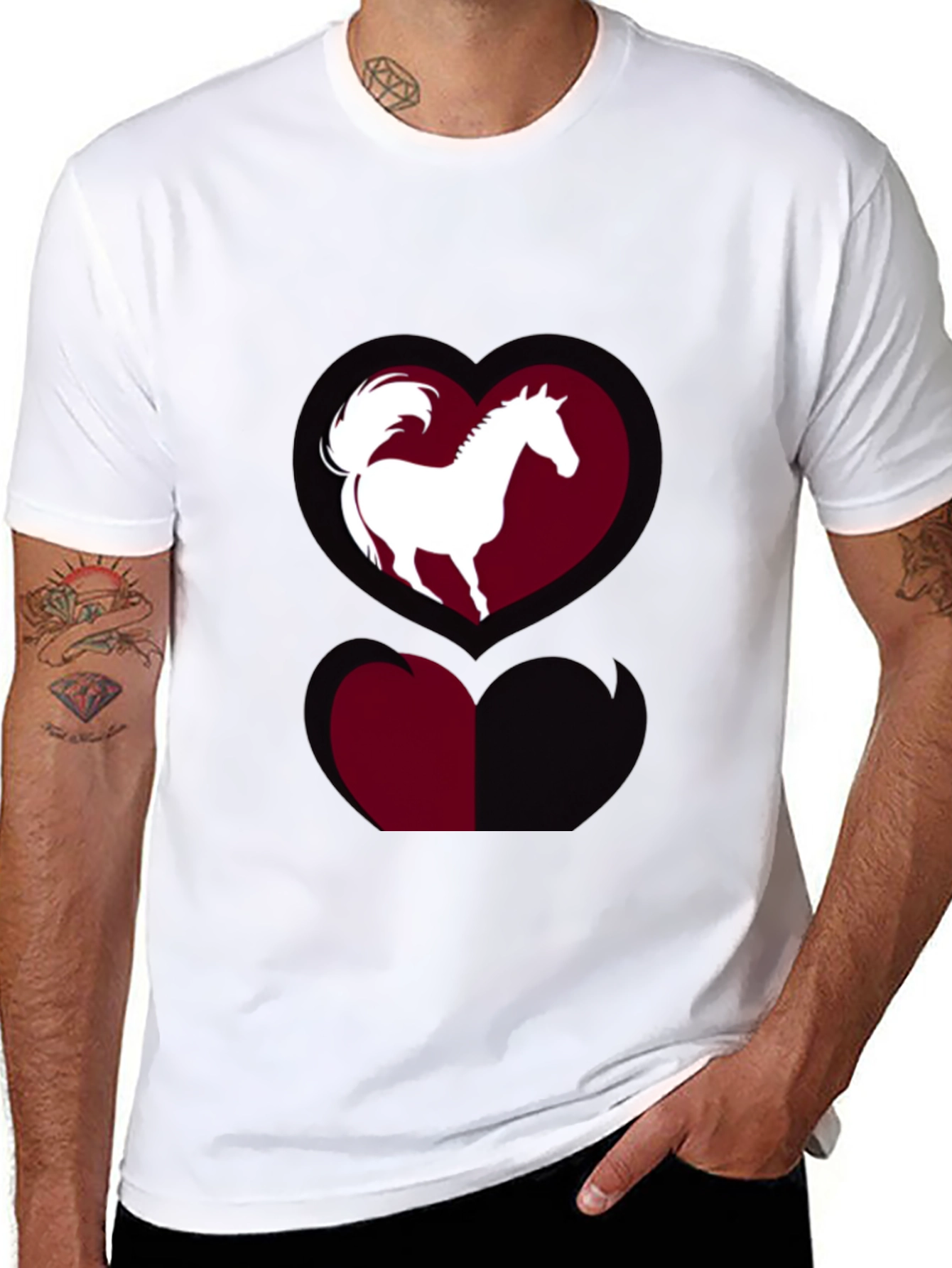 Horse Heart Graphic Tee - Stylish Black T-Shirt