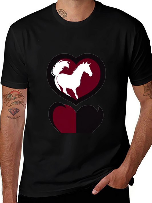 Horse Heart Graphic Tee - Stylish Black T-Shirt