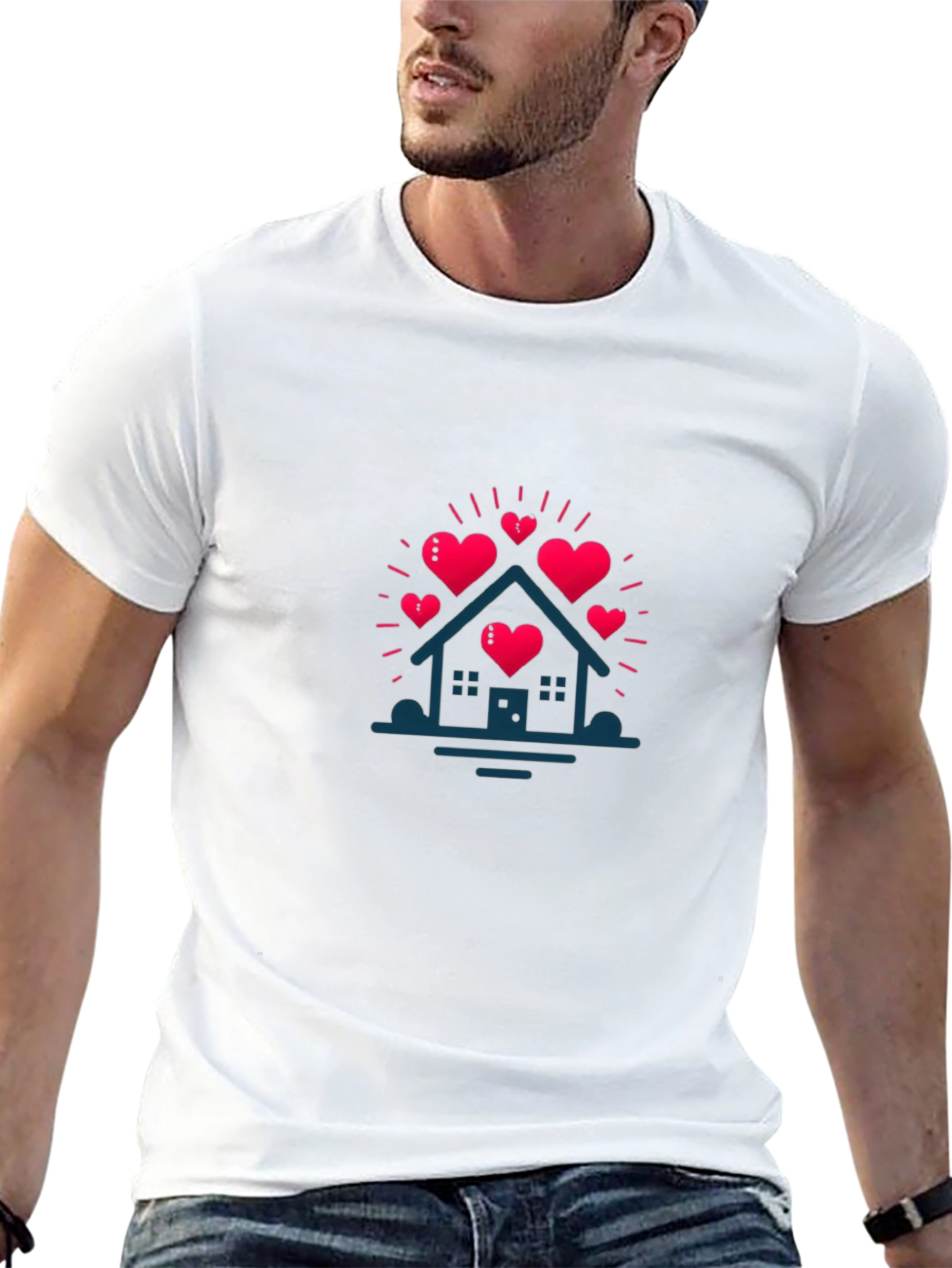 Heart House Graphic Black T-Shirt