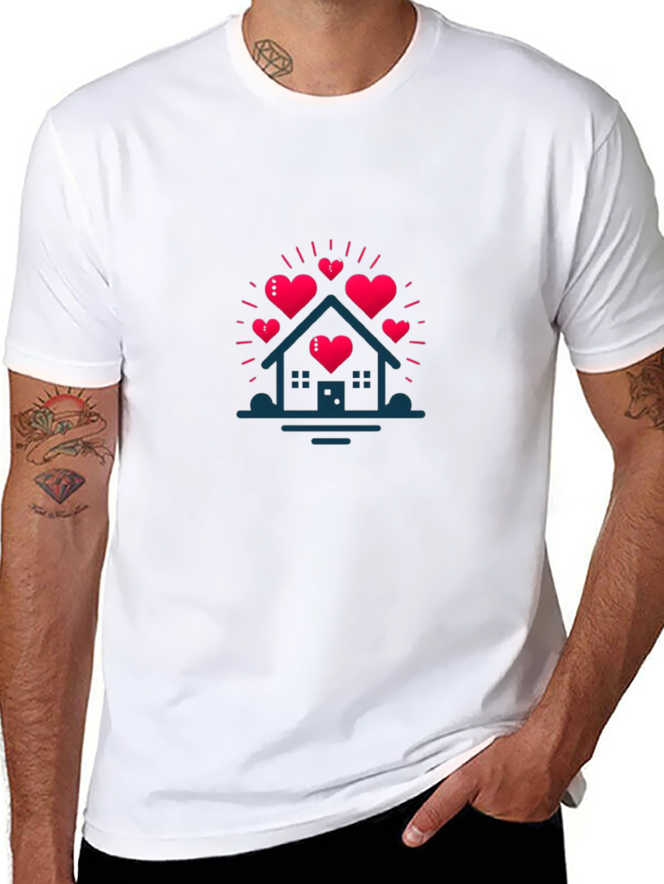 Heart House Graphic Black T-Shirt