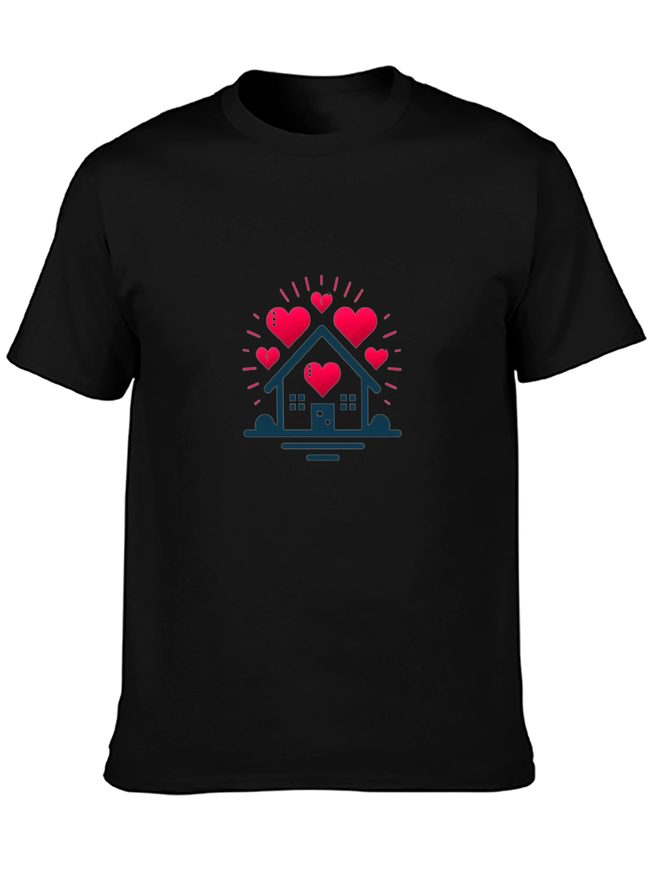 Heart House Graphic Black T-Shirt