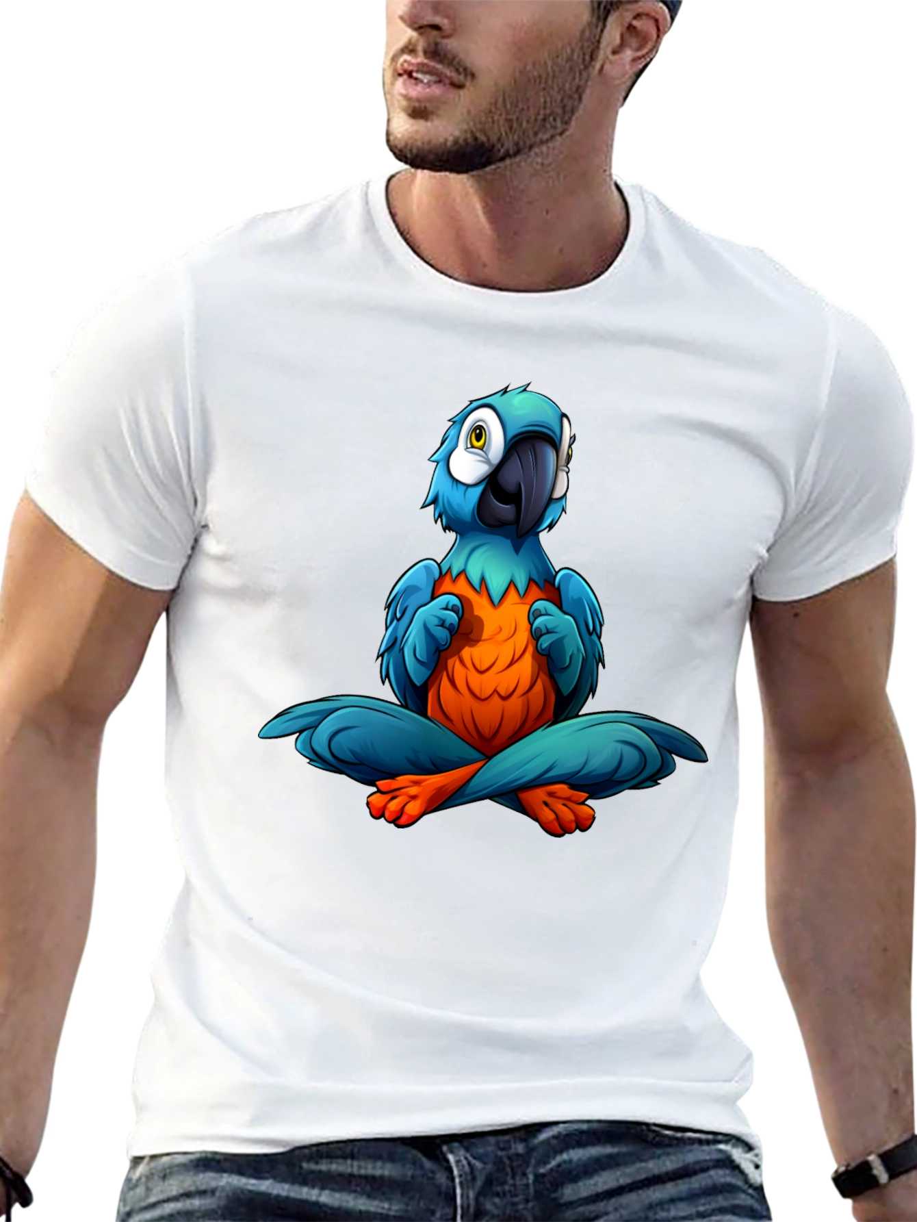Yoga Parrot T-Shirt - Black Cotton Tee
