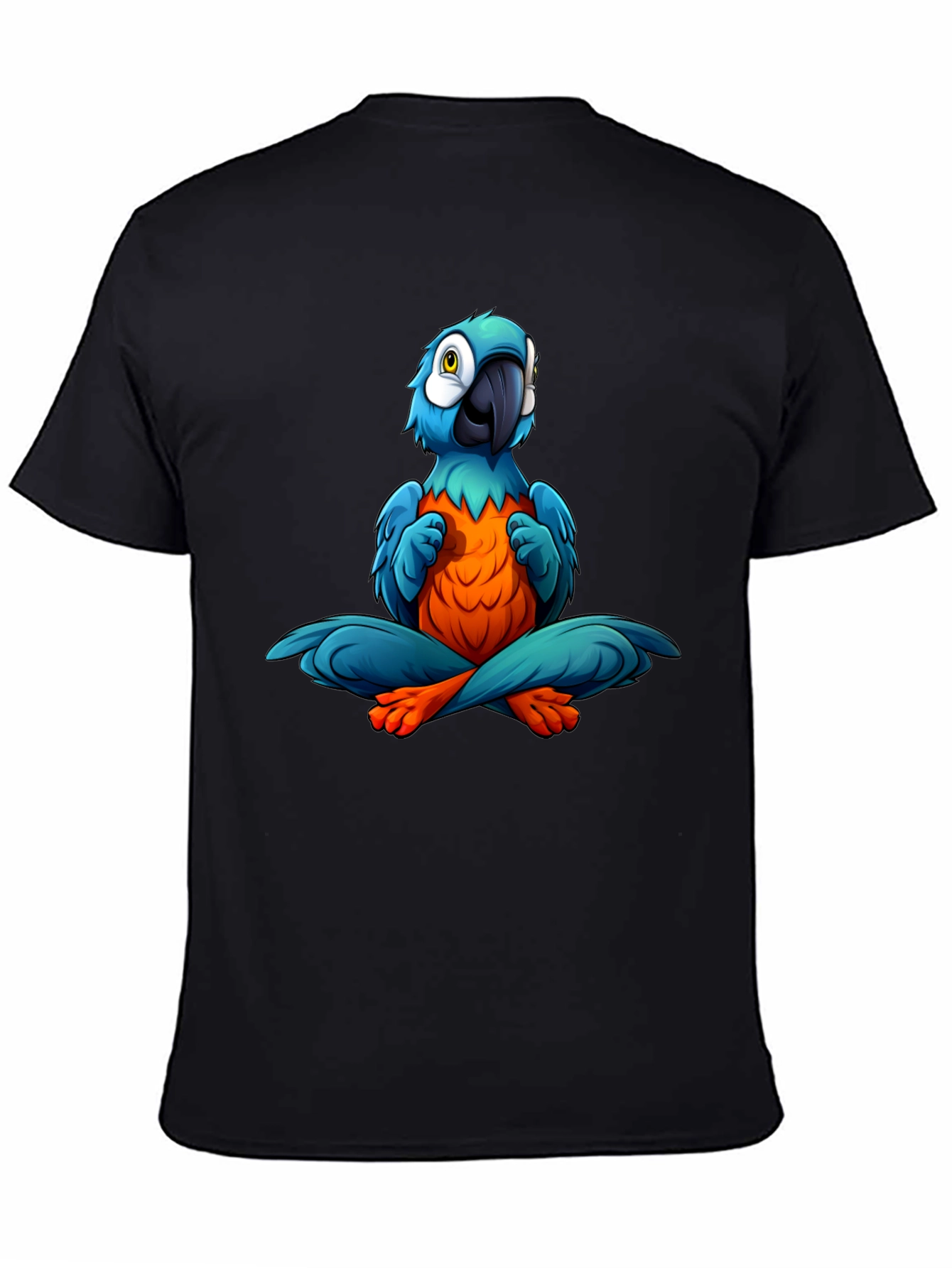 Yoga Parrot T-Shirt - Black Cotton Tee