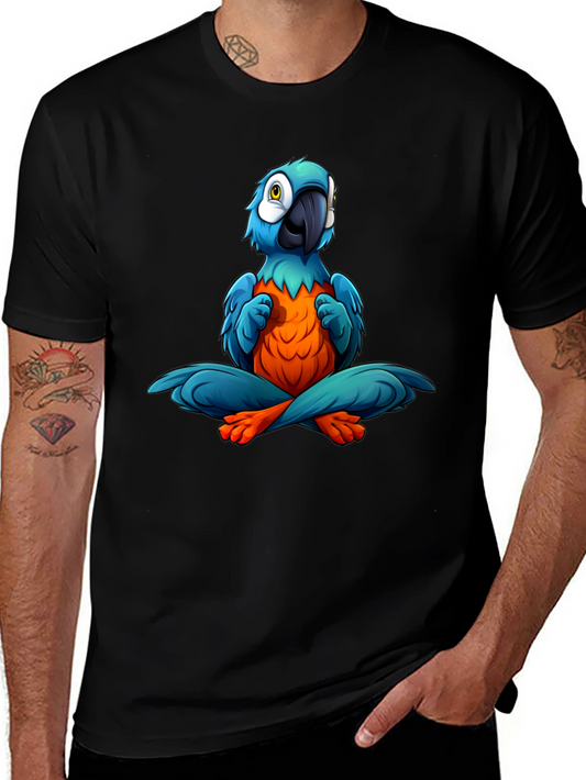 Yoga Parrot T-Shirt - Black Cotton Tee