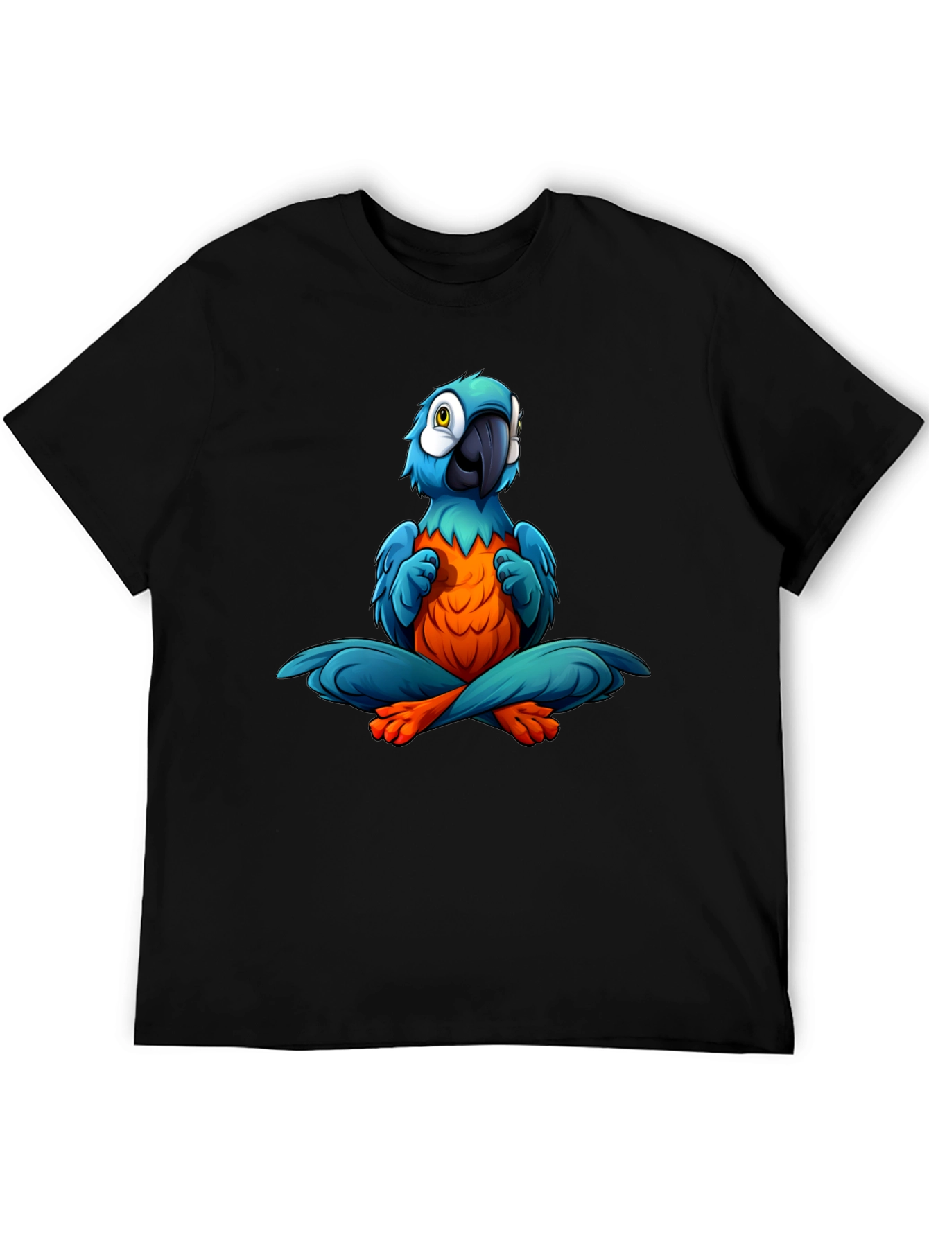 Yoga Parrot T-Shirt - Black Cotton Tee