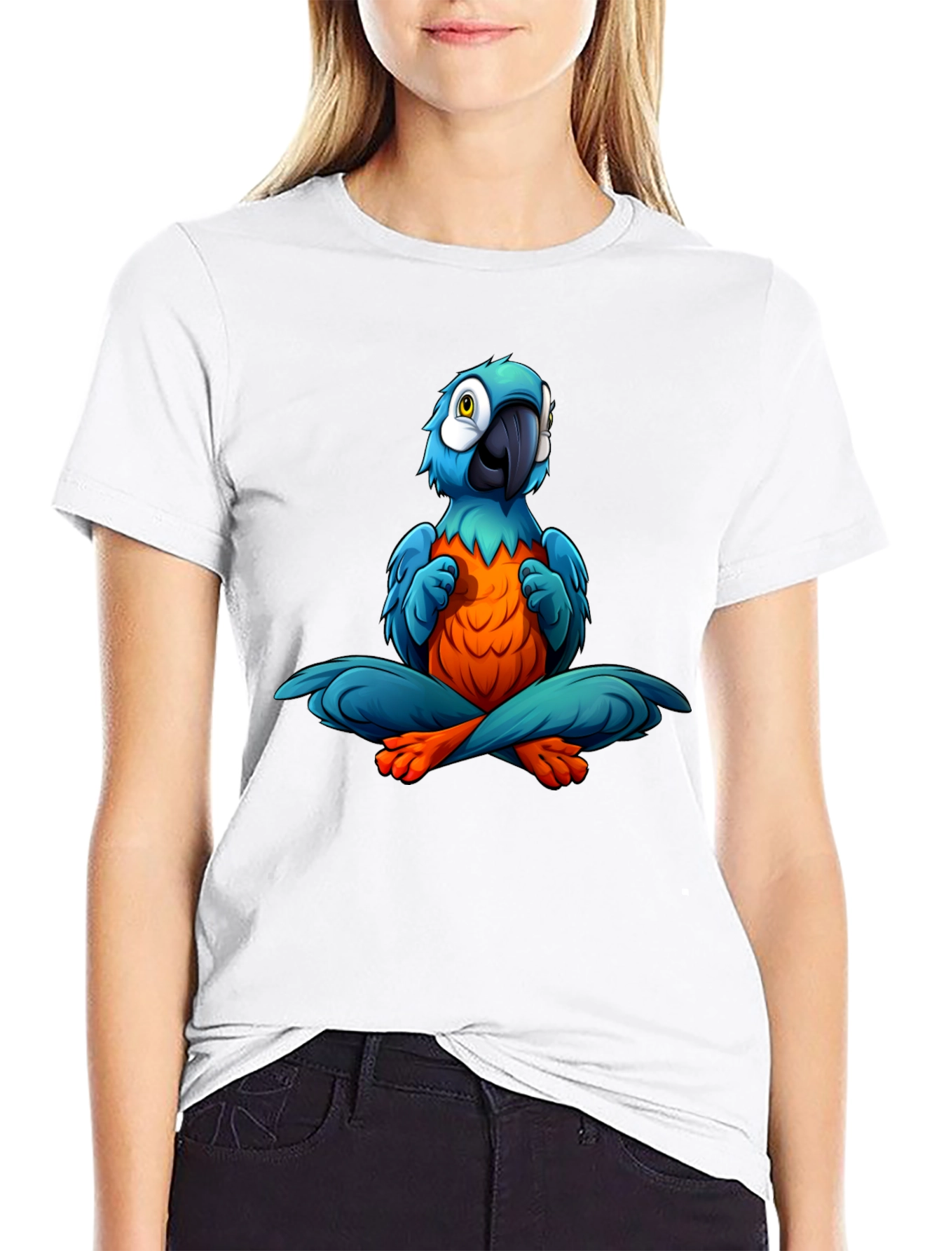 Yoga Parrot T-Shirt - Black Cotton Tee
