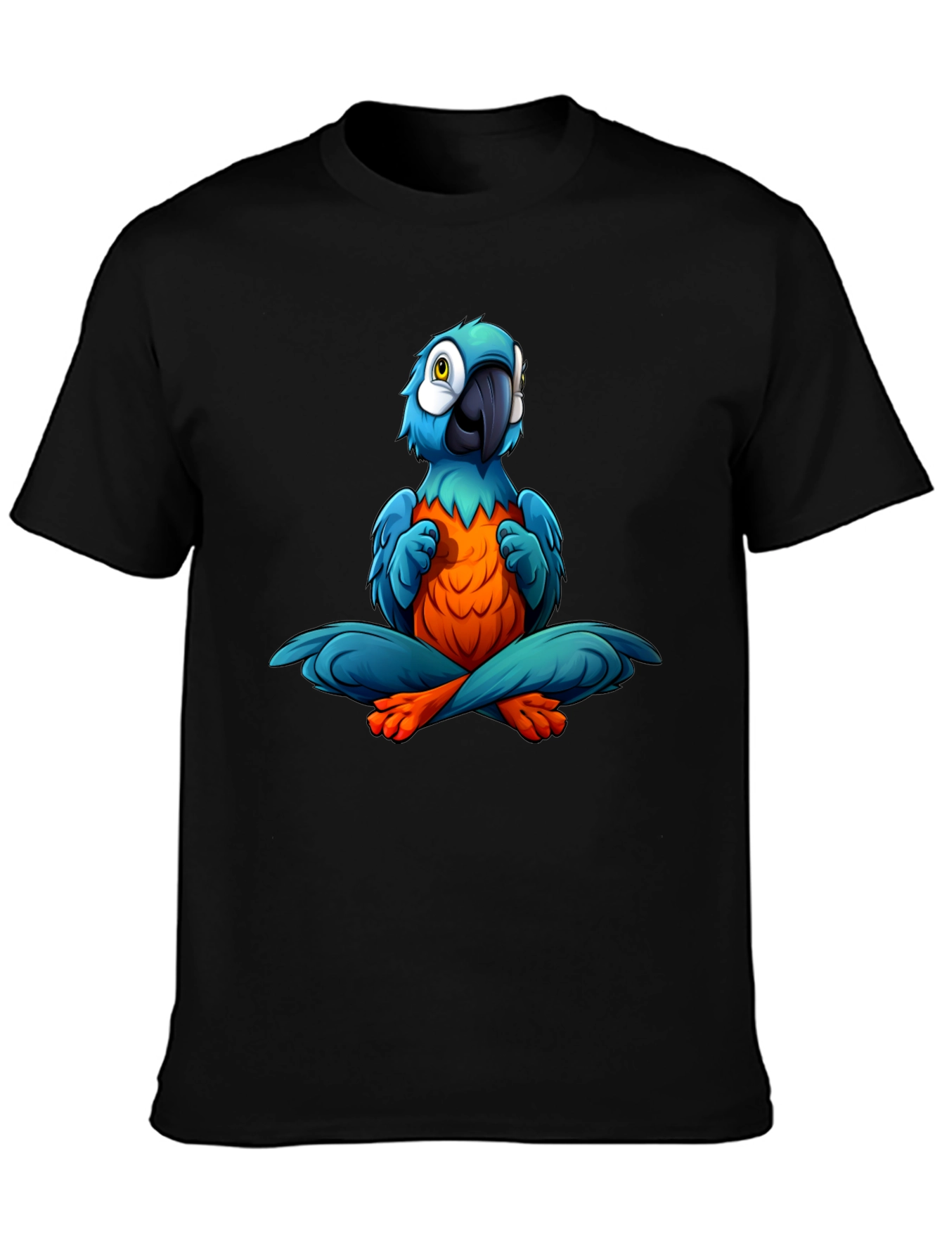 Yoga Parrot T-Shirt - Black Cotton Tee
