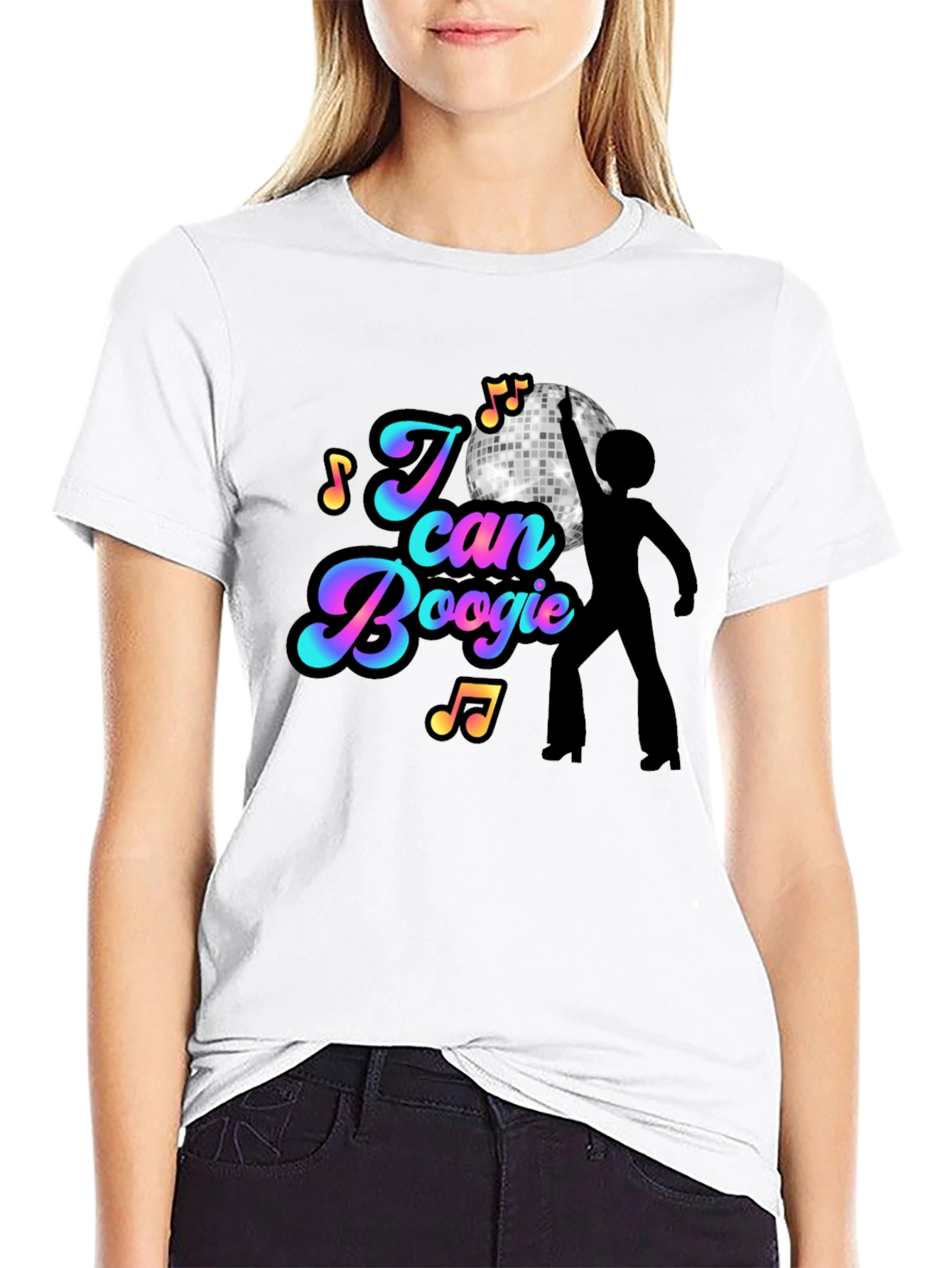 I Can Boogie Black T-Shirt - Disco Fever Design