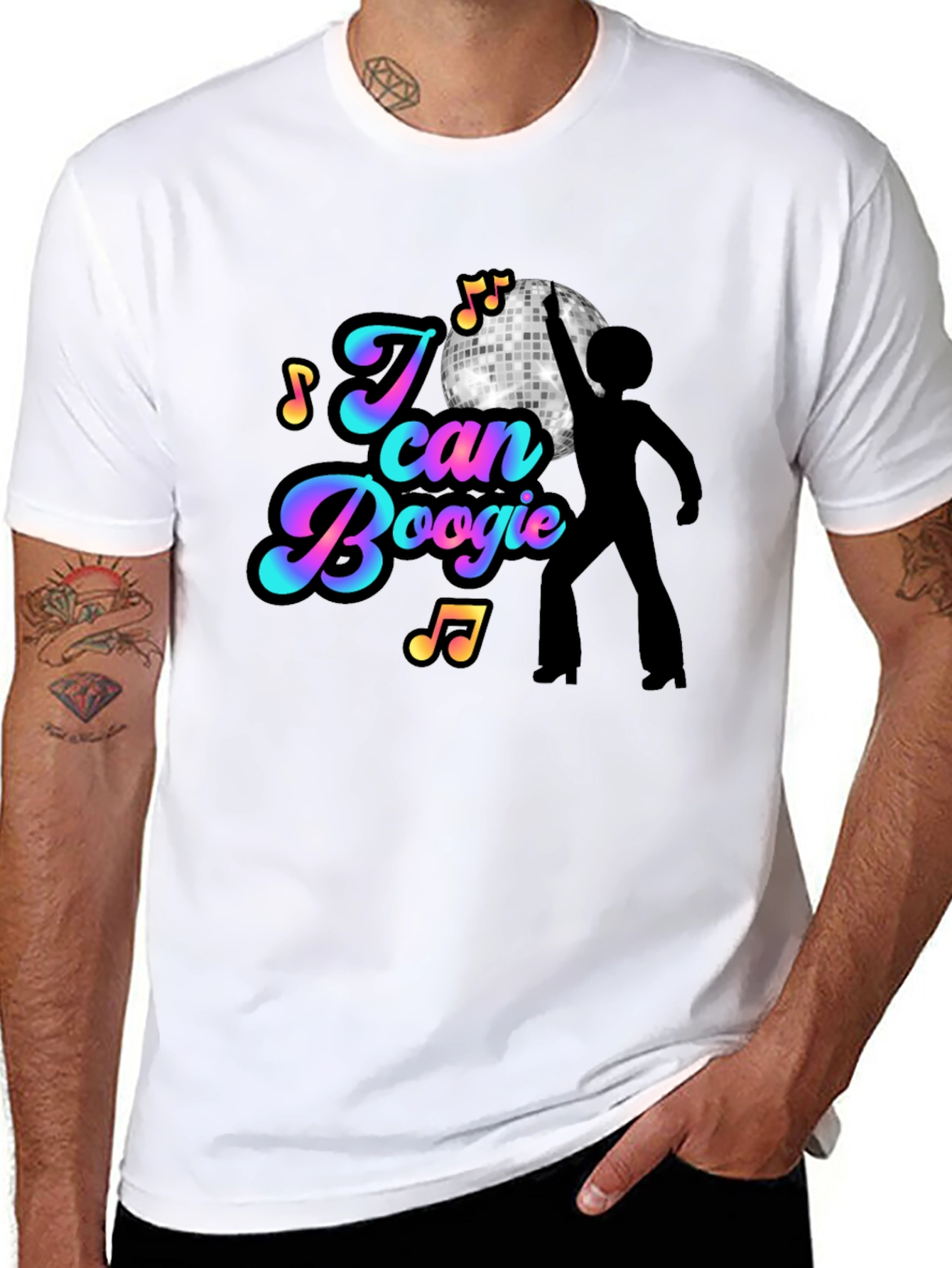 I Can Boogie Black T-Shirt - Disco Fever Design