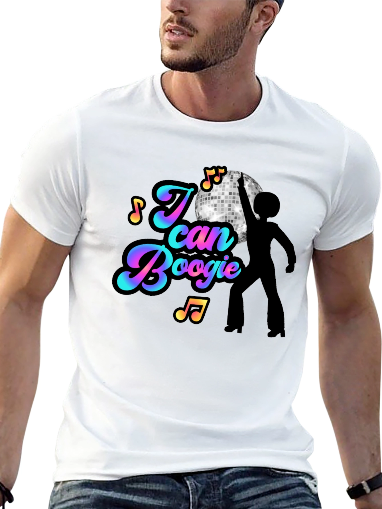 I Can Boogie Black T-Shirt - Disco Fever Design