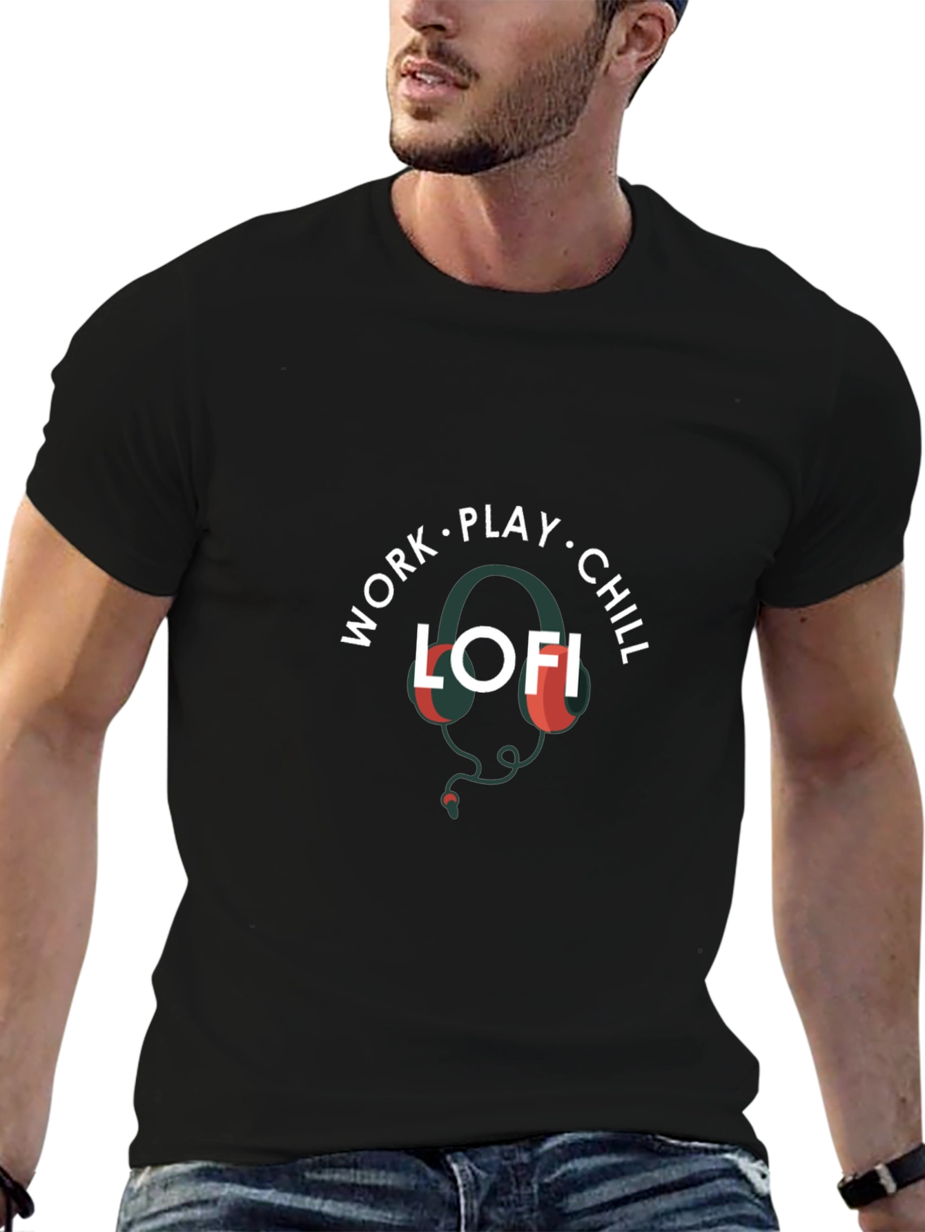 Work Play Chill LOFI Black Graphic Tee