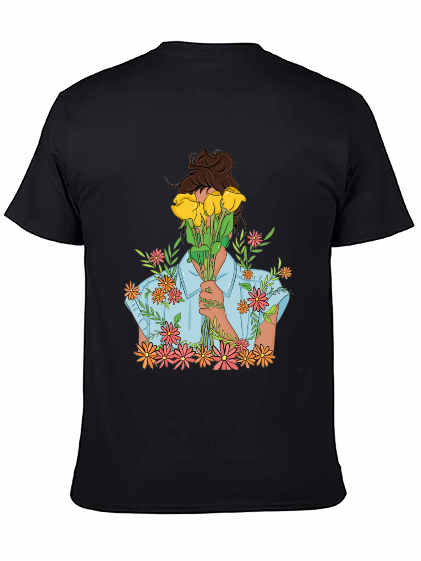 Floral Bouquet Graphic Tee - Trendy Black T-Shirt