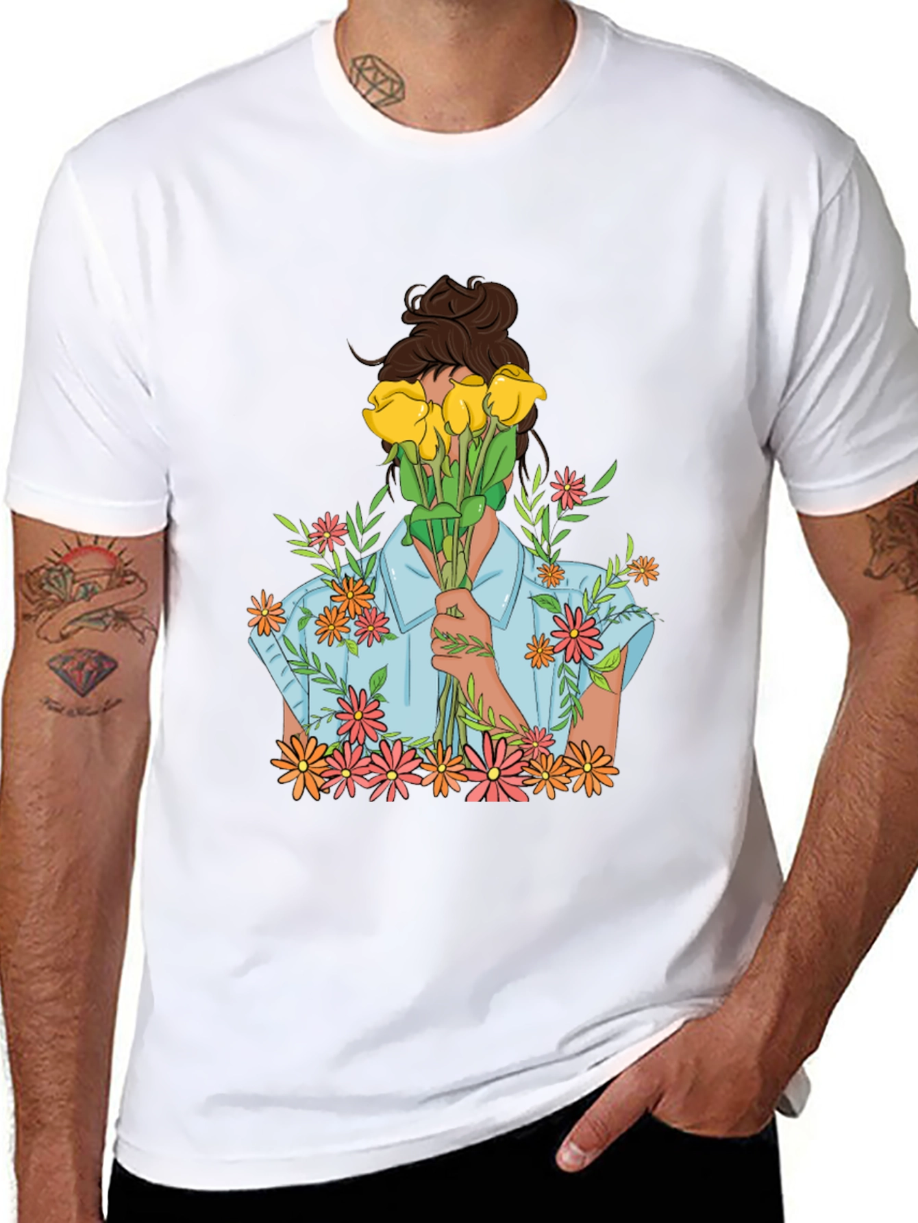 Floral Bouquet Graphic Tee - Trendy Black T-Shirt