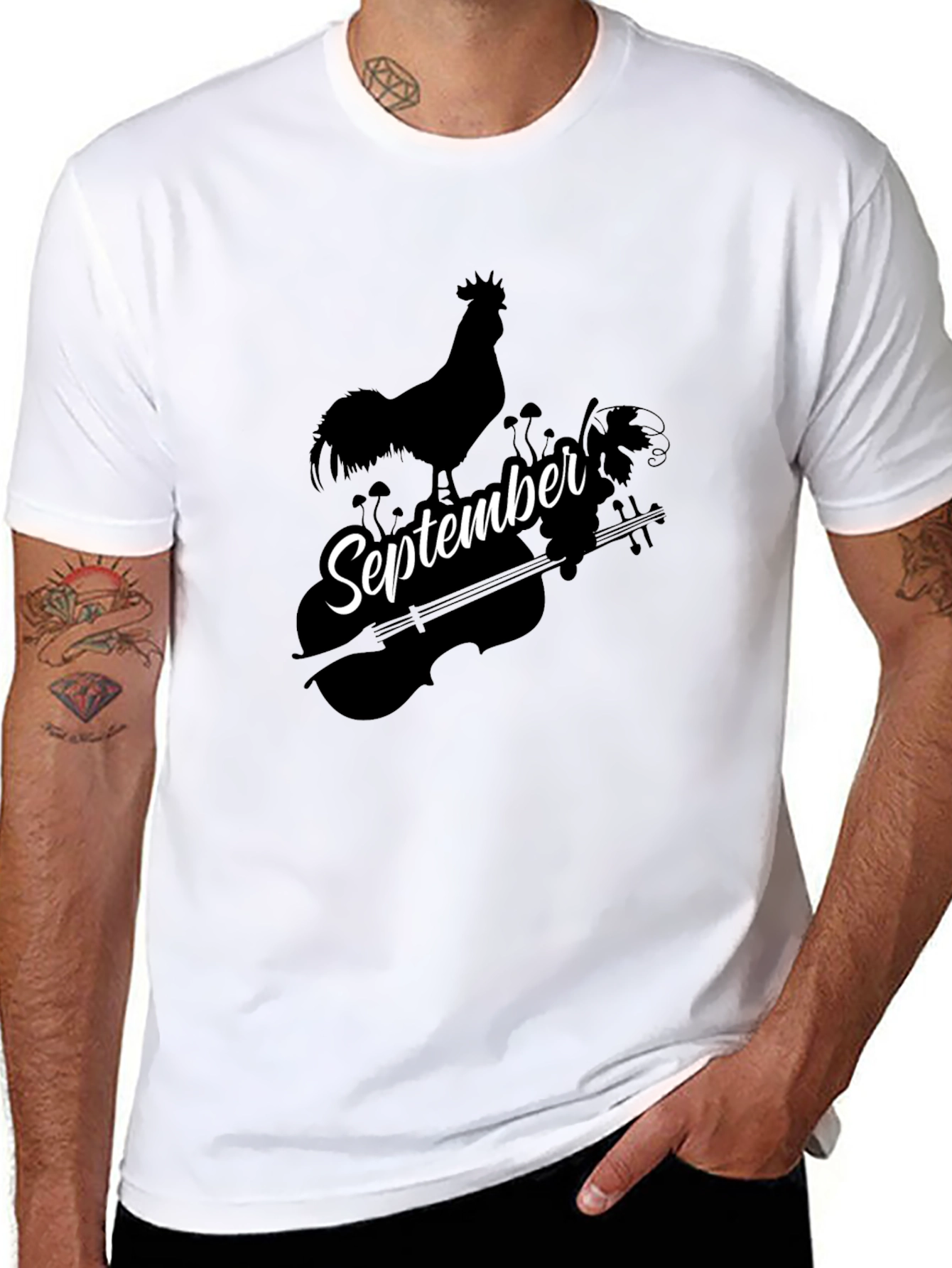 September Rooster Cello Black T-Shirt