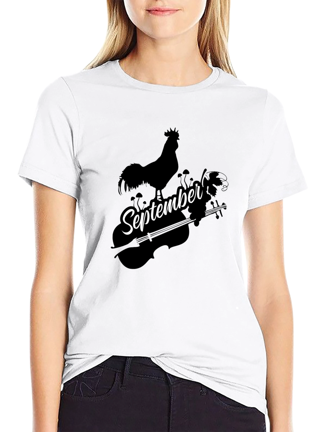 September Rooster Cello Black T-Shirt