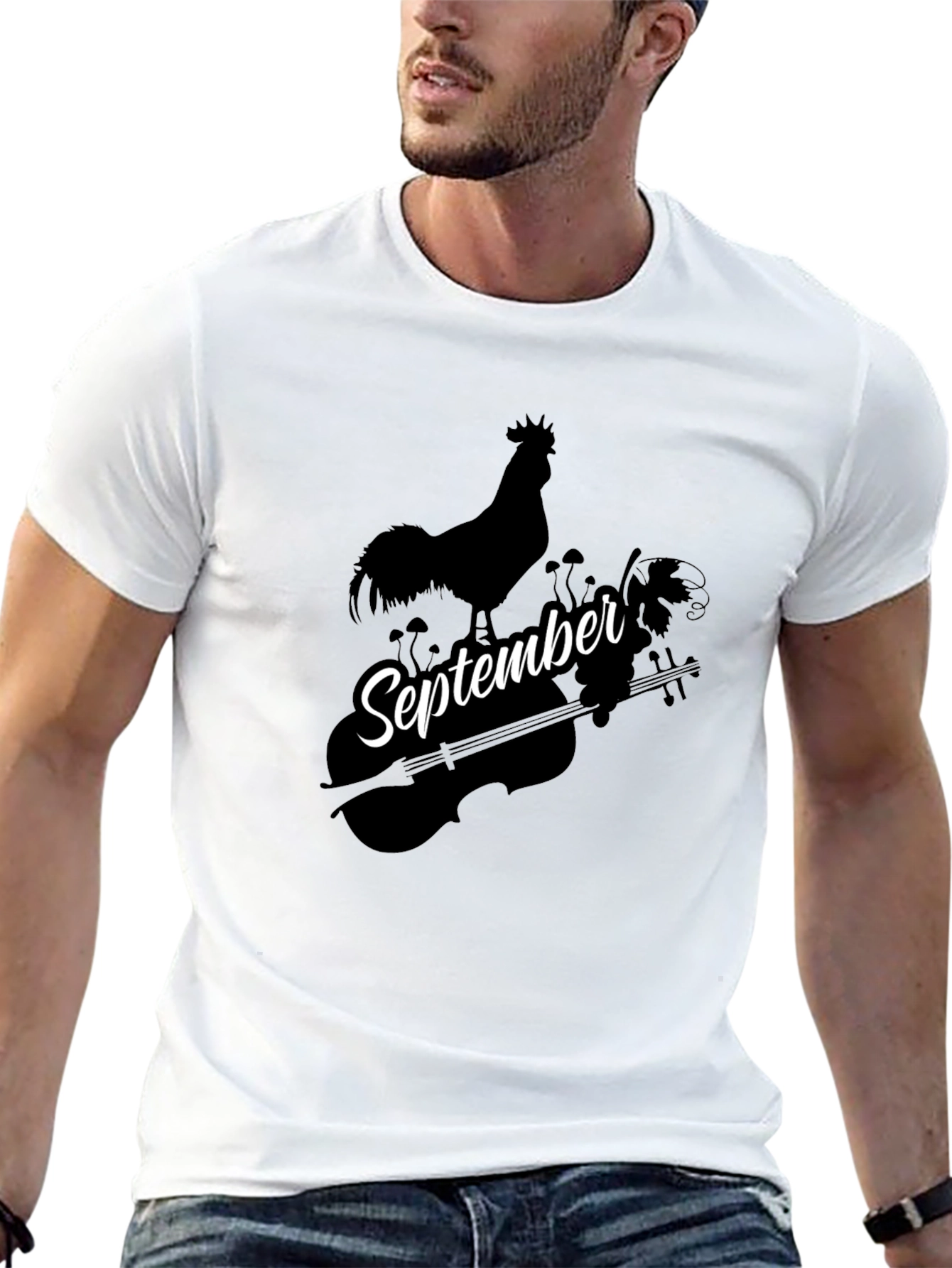 September Rooster Cello Black T-Shirt