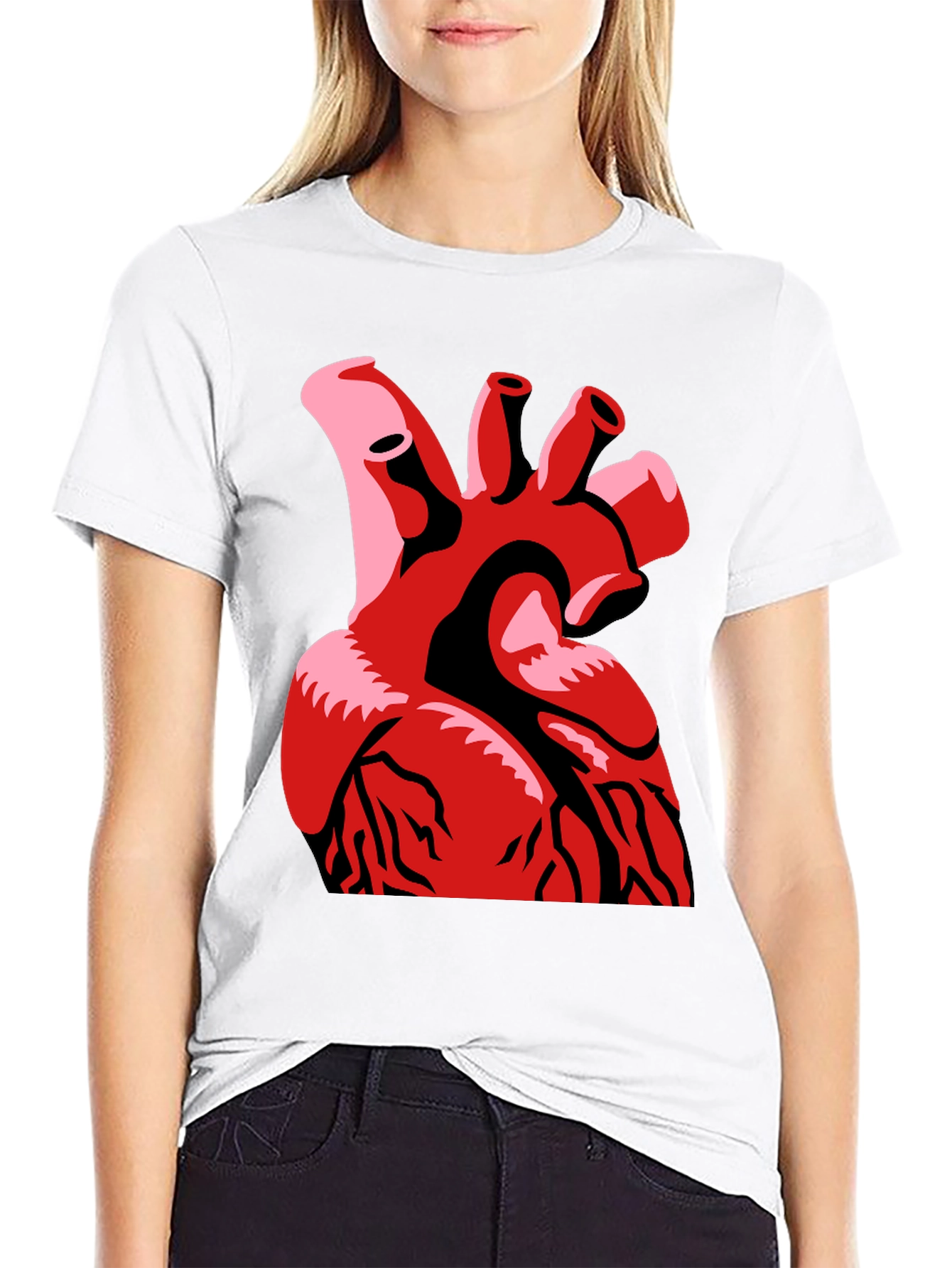 Anatomical Heart Graphic Print Black T-Shirt
