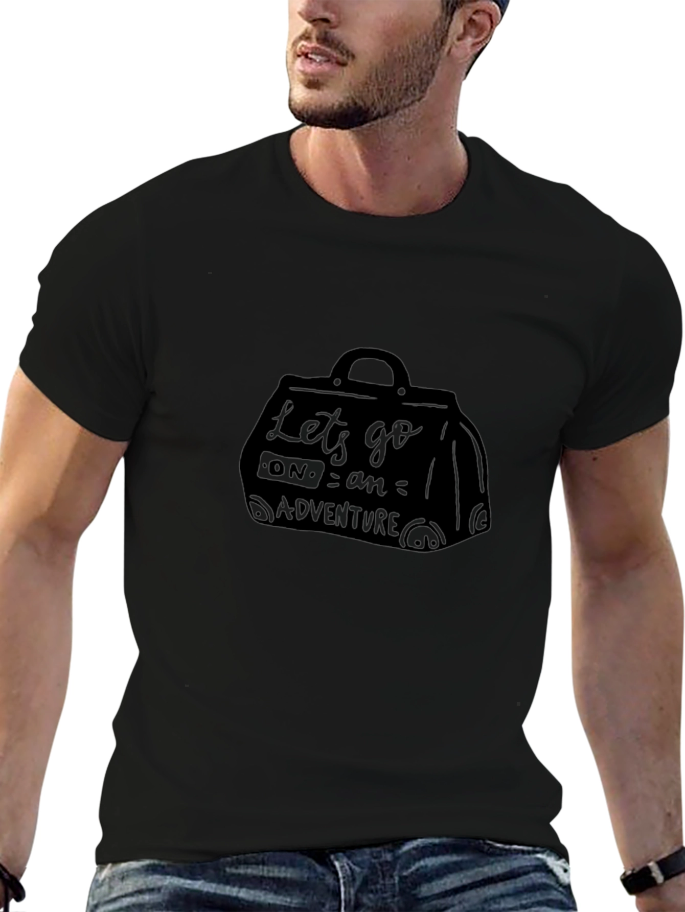 Adventure Bound Tee: Black Graphic Travel T-Shirt