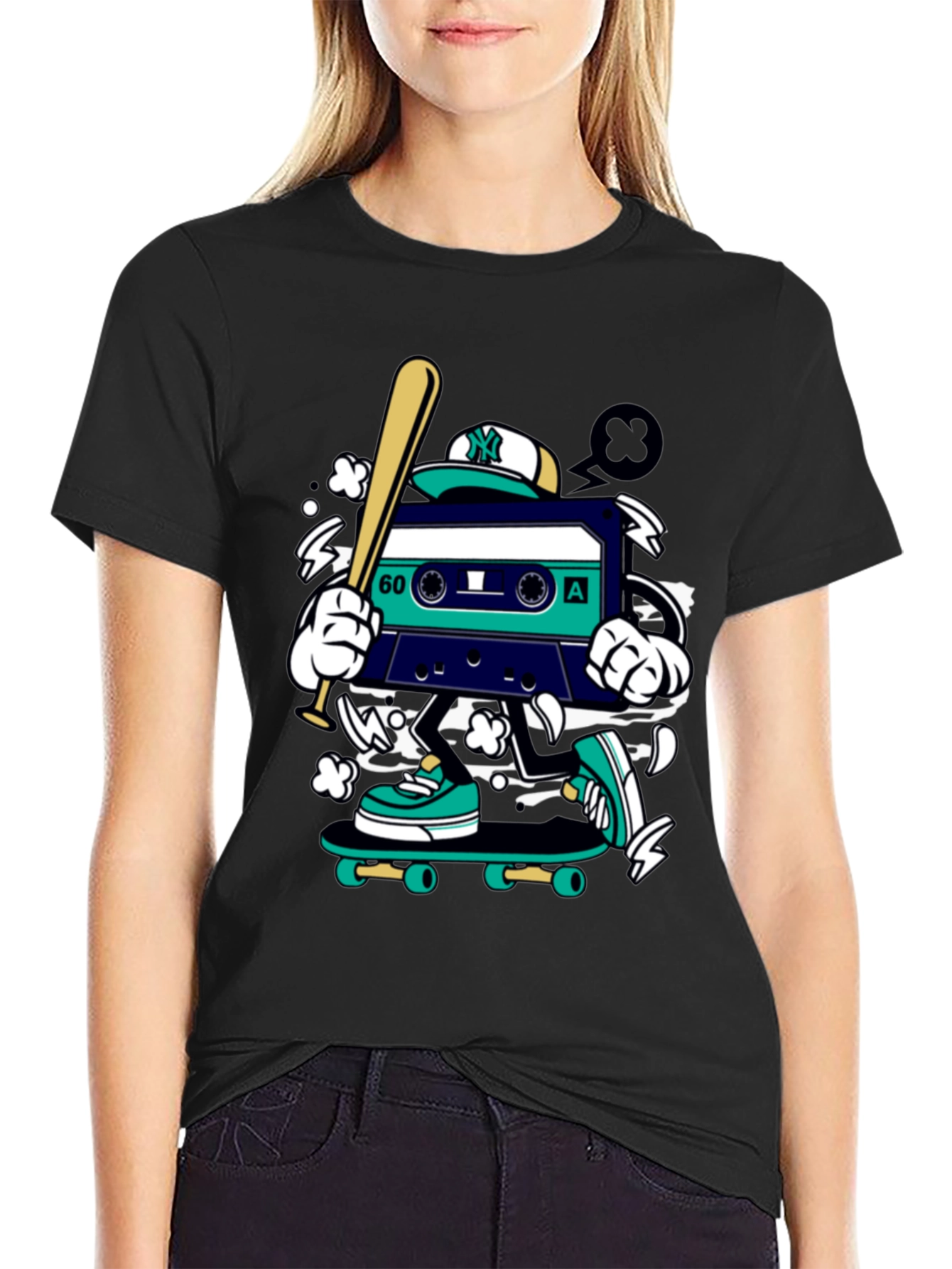 Retro Cassette Tape Skateboarder T-Shirt