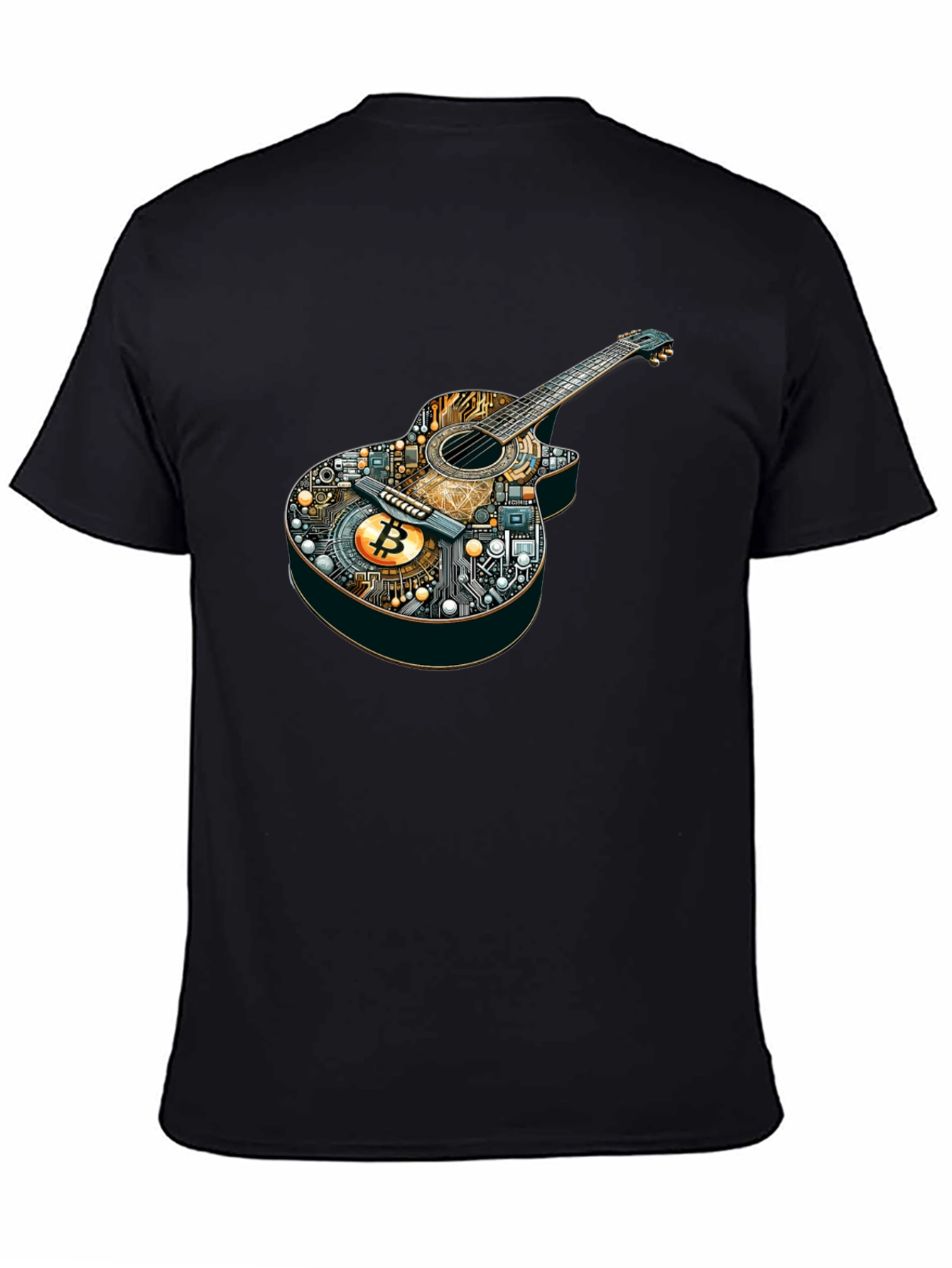 Bitcoin Guitar Graphic Tee - Music & Crypto Fusion