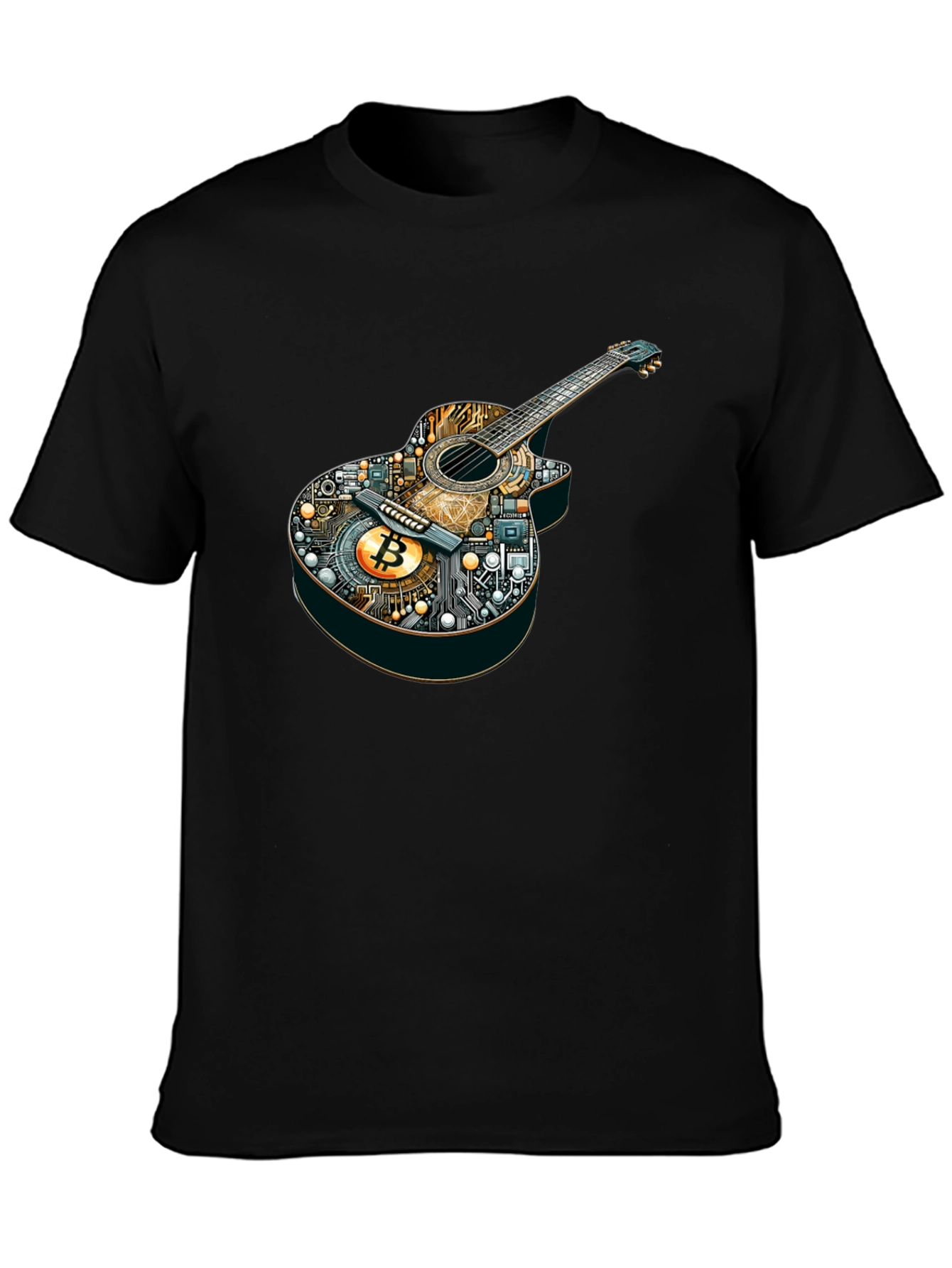 Bitcoin Guitar Graphic Tee - Music & Crypto Fusion