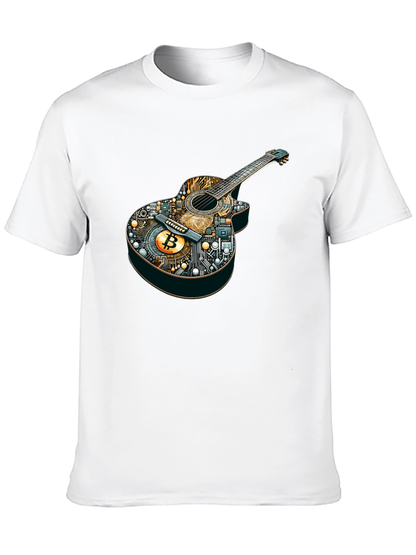 Bitcoin Guitar Graphic Tee - Music & Crypto Fusion