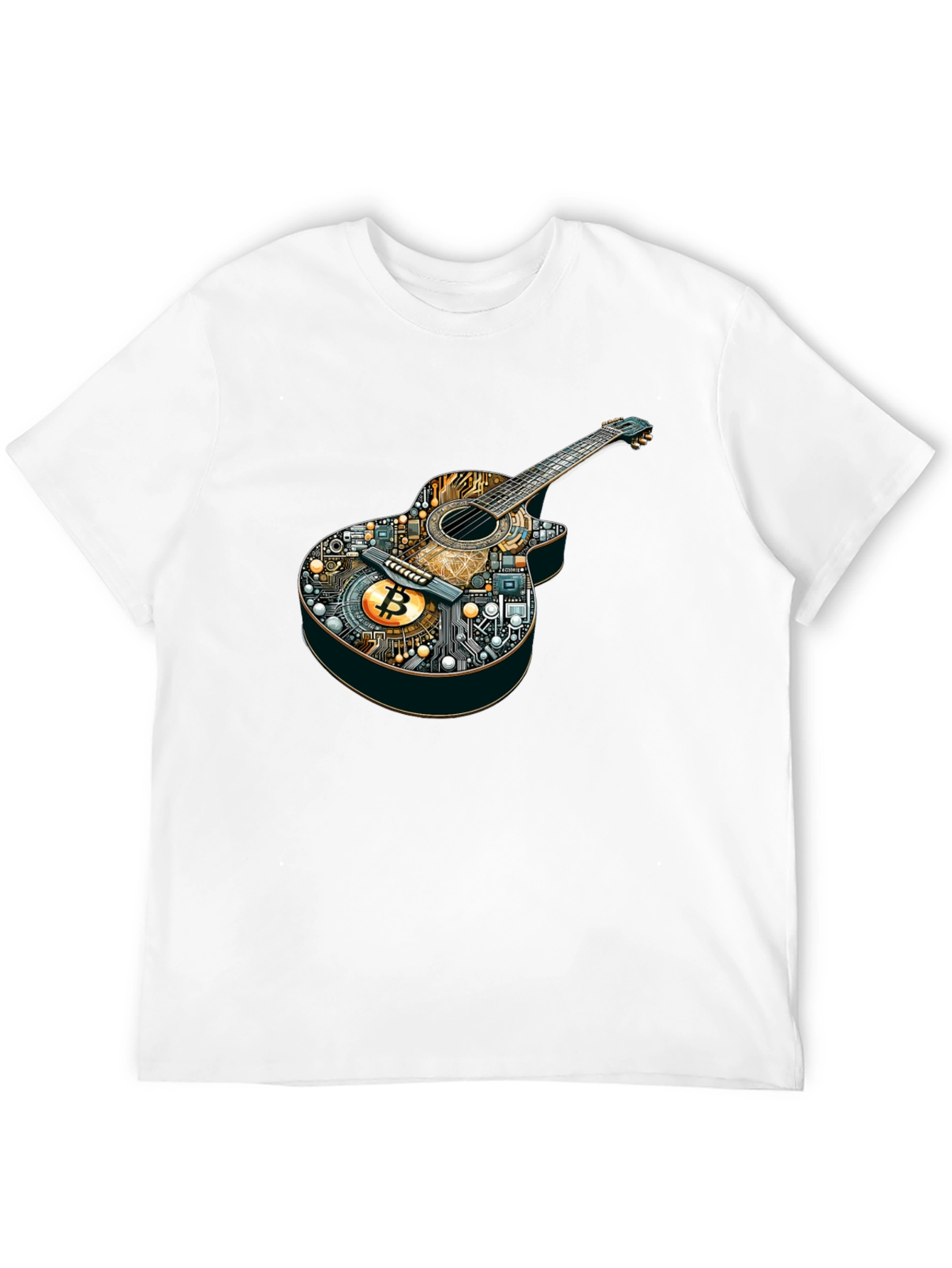 Bitcoin Guitar Graphic Tee - Music & Crypto Fusion