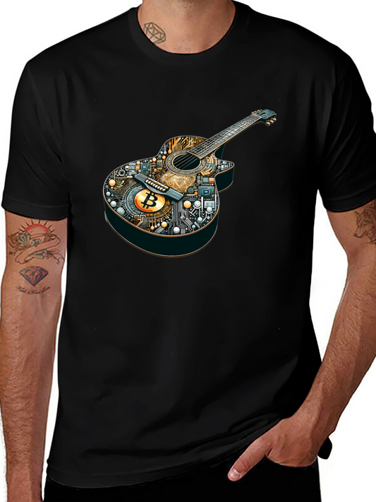 Bitcoin Guitar Graphic Tee - Music & Crypto Fusion